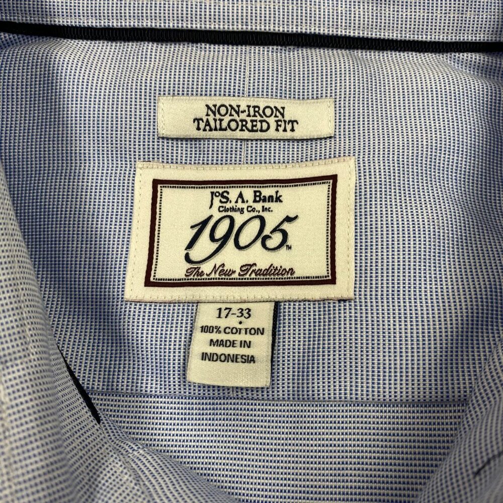 JoS‎ Bank Non-Iron Tailored Fit Men's Long Sleeve Shirt Size 17-33